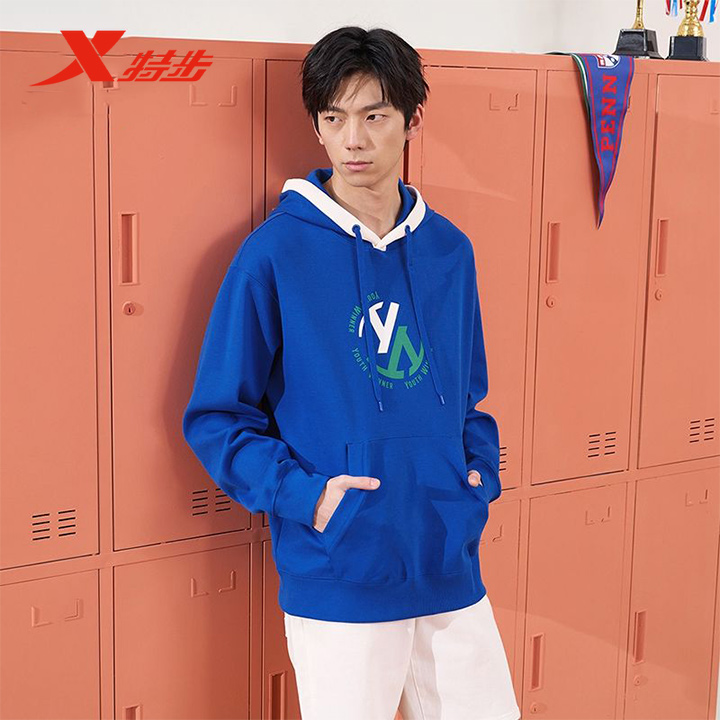 特步男子连帽卫衣秋季新款潮流休闲运动连帽卫衣976129930503