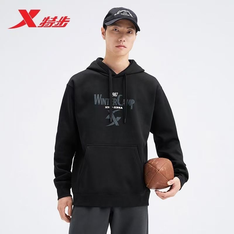 特步门店同款连帽卫衣男24年冬季保暖防风百搭卫衣男976429930317