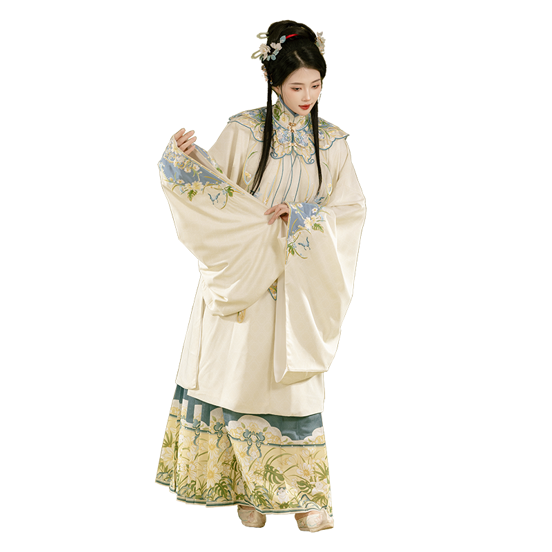 桔屿原创汉服明制重工云肩长袄【兰芷】国风马面裙套装春秋季