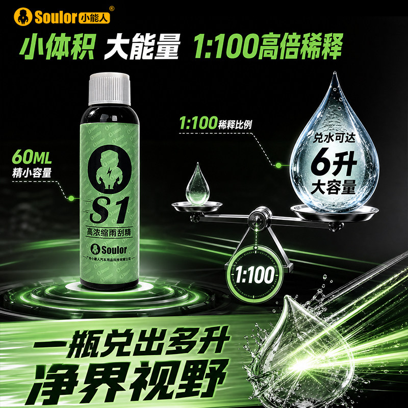 小能人超浓缩雨刮精雨刷玻璃水汽车去油膜四季通用去污除虫胶鸟粪