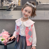 外穿坎肩春秋 洋气儿童马夹宝宝背心开衫 女童针织马甲秋装 2025新款