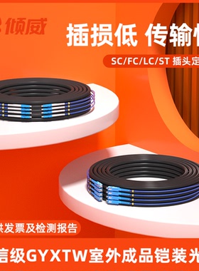倾威 新品上市  室外成品光缆GYXTW-2芯4芯6芯8芯12芯单模室外架空光缆SC/FC/LC/ST光缆接头成品光缆