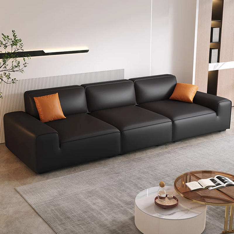 现代轻奢家用客厅大黑牛直排沙发