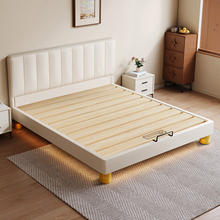 全实木奶油风小户型薄床头床燕尾榫静音双人床榫卯结构可定制尺寸