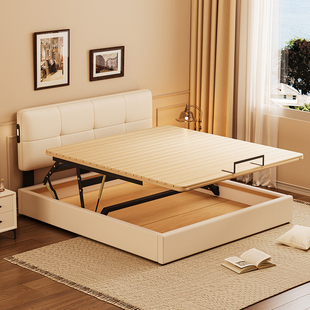 小户型可升降薄床头带灯气压储物多功能箱体大容量静音床可定制