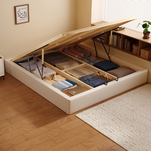 小户型气压满铺落地地台榻榻米静音储物床双人主卧大床可定制尺寸