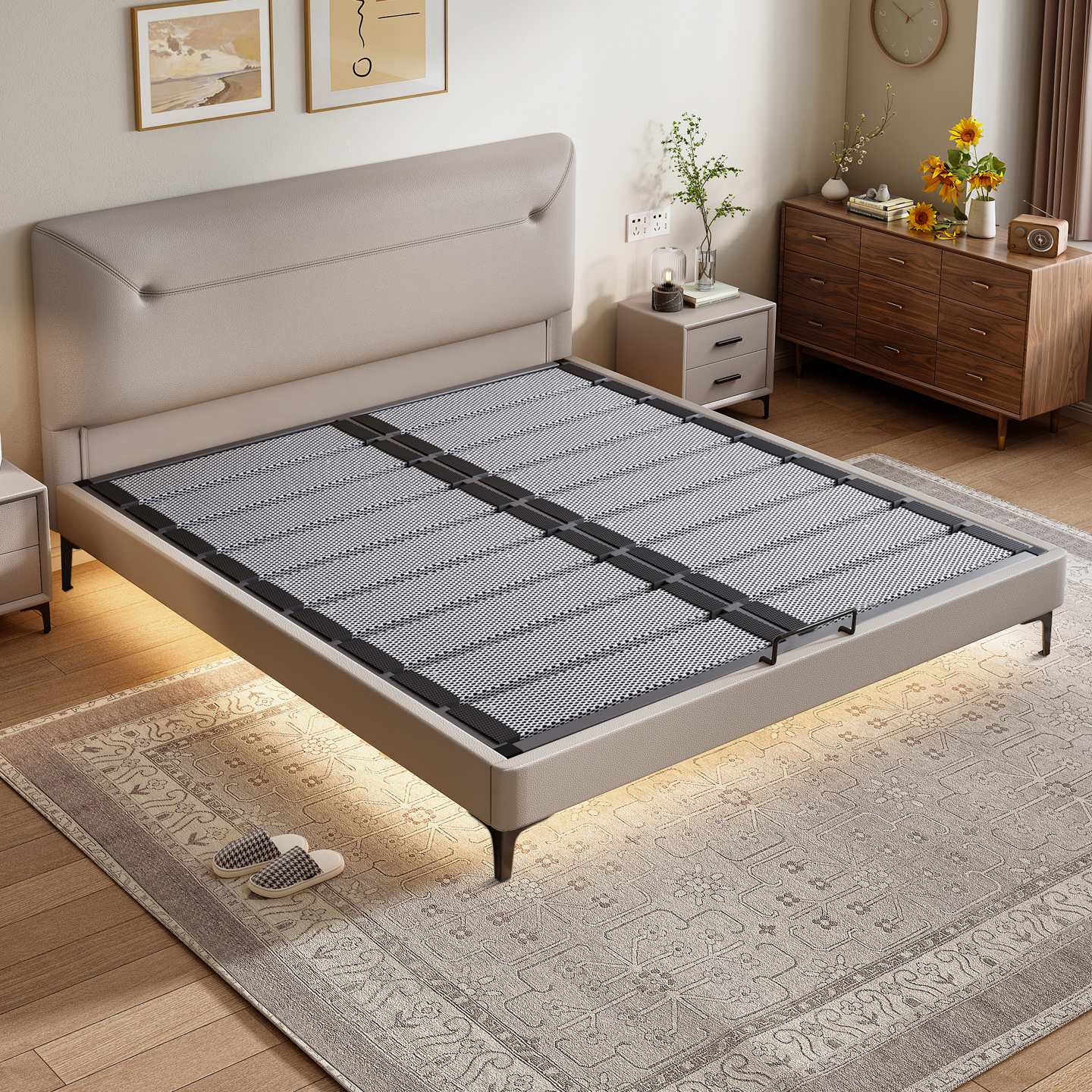 【新品热销】小户型薄床头钢木床