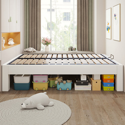 100%纯实木【静音满铺钢木床架】