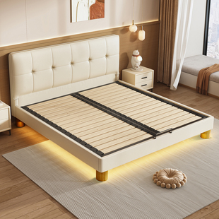 全实木小户型薄床头钢木床卧室1.5m现代简约双人床可定制任意尺寸