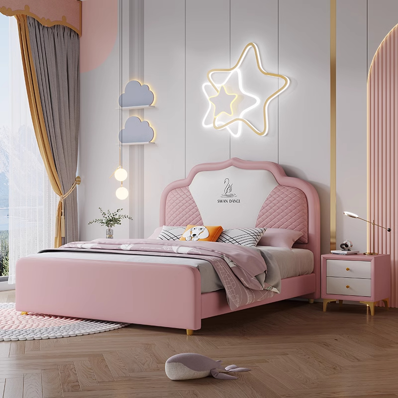 现代卧室公主床卡通软包床