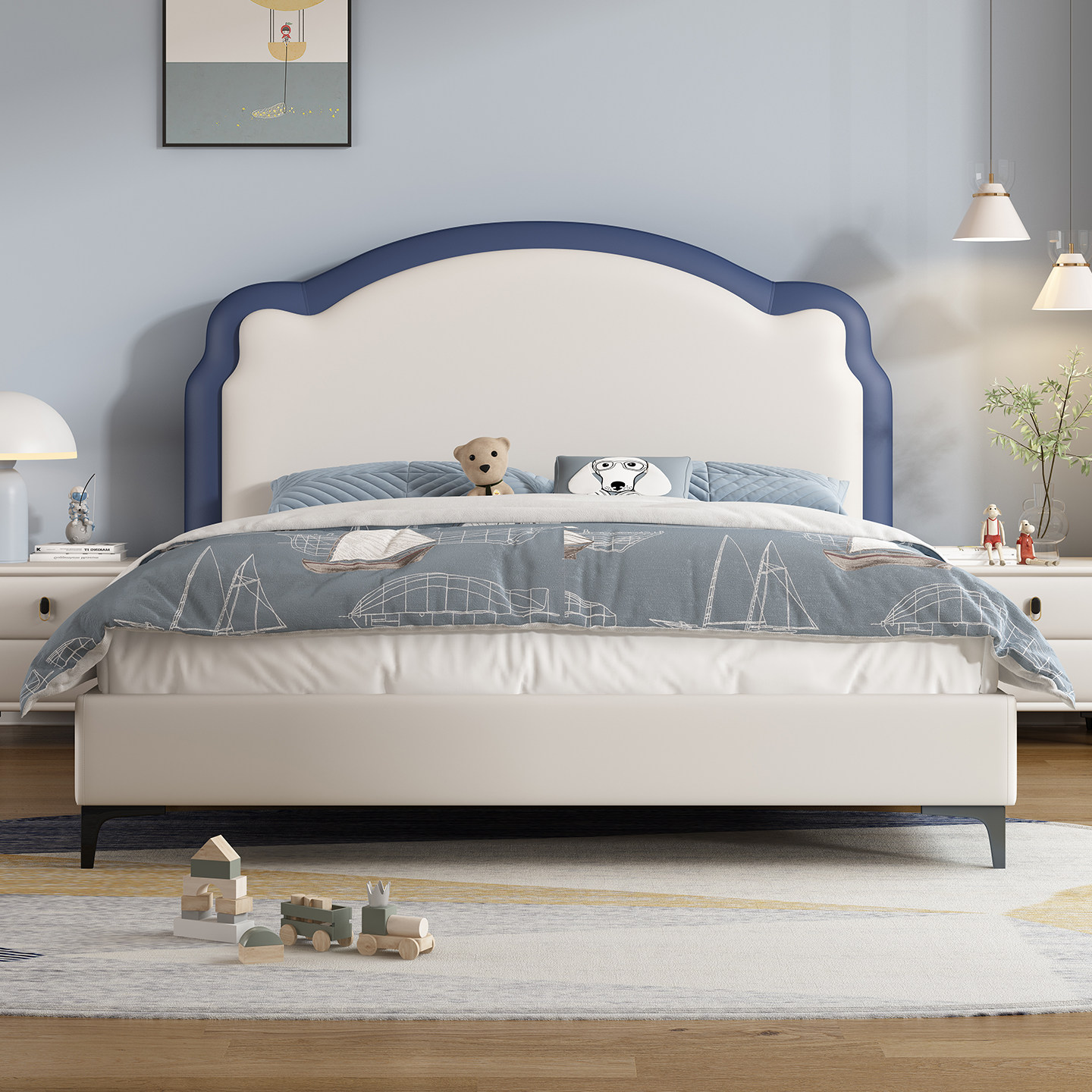 奶油风卡通儿童床男孩单人床现代简约小熊床学生卧室女孩公主床,住宅家具,儿童床/儿童抽拉床,淘宝优惠券,粉丝福利购,淘宝优惠卷