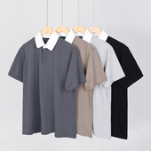 280G重磅日系纯棉短袖 宽松潮流纯色百搭POLO衫 T恤男翻领衬衫 夏季