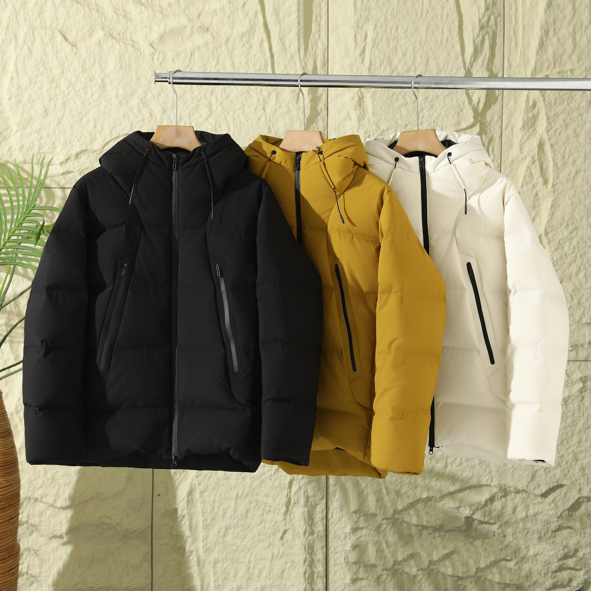 情侣款短款防风连帽羽绒服