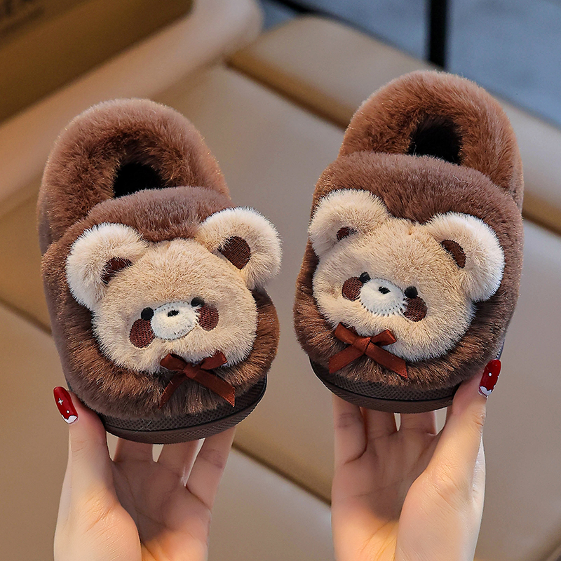 可爱卡通小熊毛绒棉拖鞋