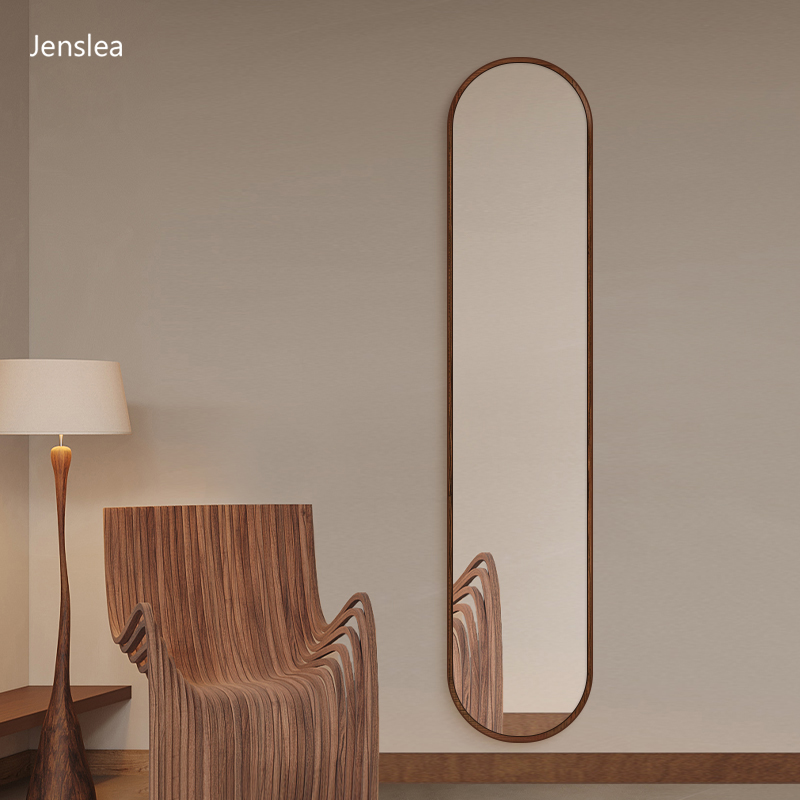 中古风镜子超窄极窄小户型试衣镜贴墙家用全身镜挂墙式铝框穿衣镜