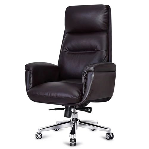 电脑椅家用简约舒适久坐办公椅子靠背可躺睡牛皮老板椅商务大班椅