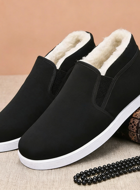 老北京布鞋棉靴冬季加厚雪地棉保暖加绒棉鞋一脚蹬懒人爸爸轮胎底