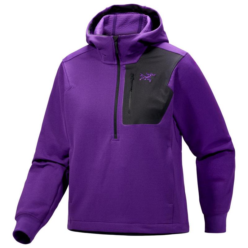 Arcteryx始祖鸟女士抓绒衣防风保暖透气户外上衣半拉链连帽