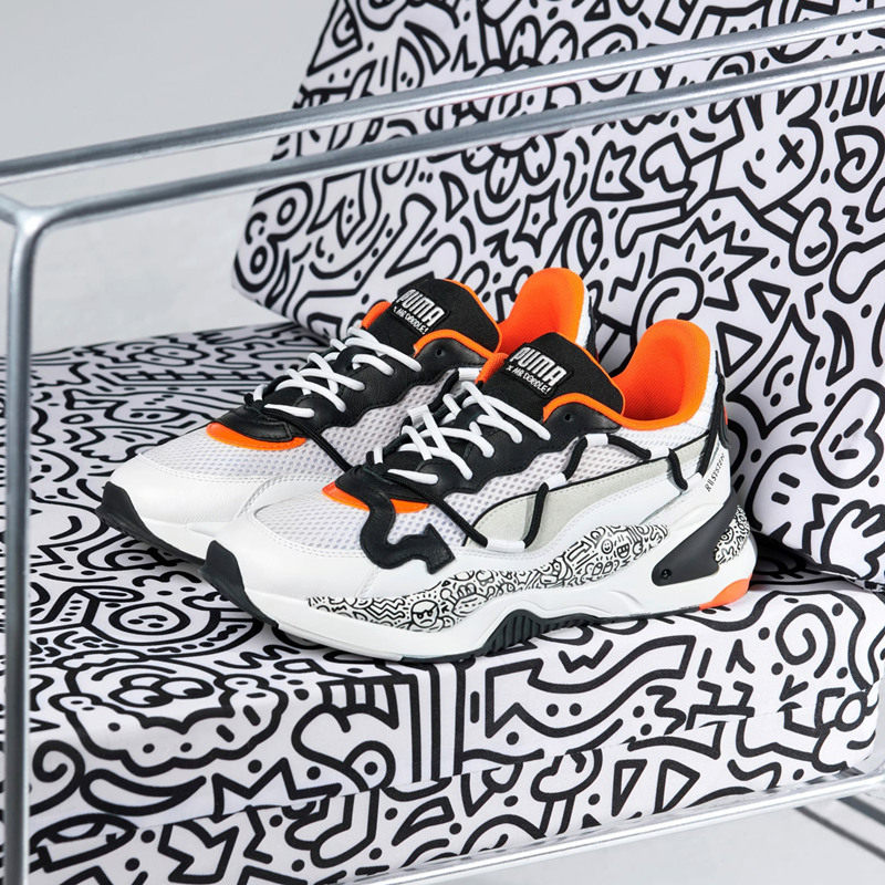 puma 彪马 x mr doodle rs-2k联名手绘涂鸦缓震男士跑步鞋