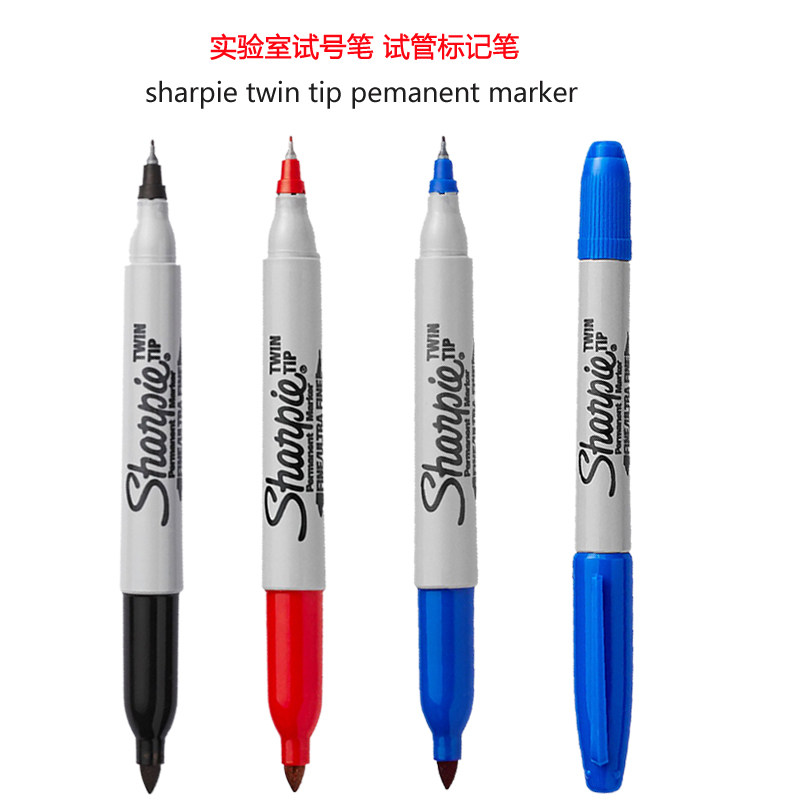 GEE实验室双头油性记号笔Sharpie防水耐低温高温试管标记笔锐意双头马克笔三福 twin tip 32001 G-3201