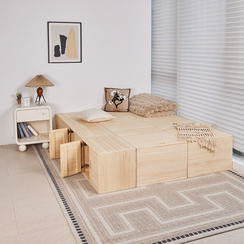 可定制全实木榫卯结构木箱子拼床