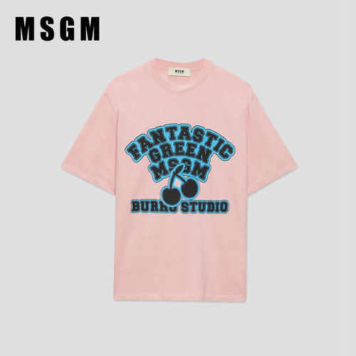 MSGM早春新款女士‘Fantastic Green Burro Studio’纯棉短袖T恤