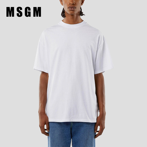 MSGM后背大LOGO印花纯棉短袖T恤