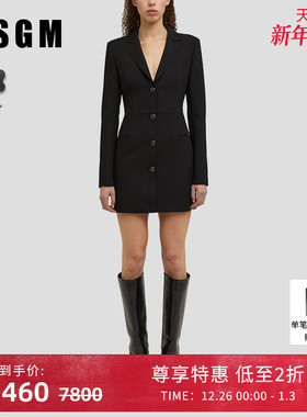MSGM女士修身收腰气质长袖西装连衣裙