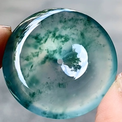 翠秦之皇高冰飘花大平安扣吊坠 玉石老坑种天然翡翠A货