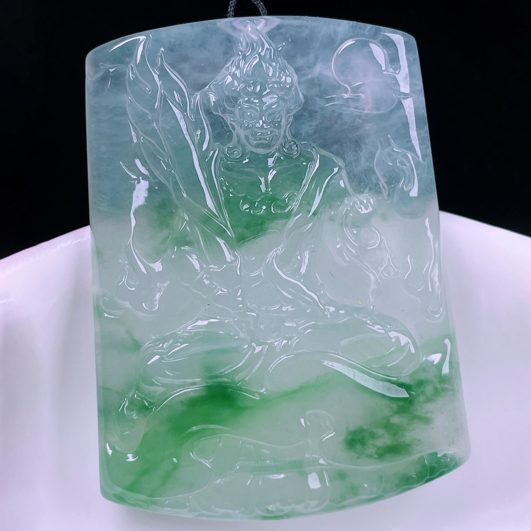 翠秦之皇冰飘绿不动明王吊坠 玉石老坑种天然翡翠A货礼物收藏正品