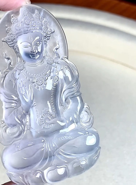 翠秦之皇高冰度母吊坠 玉石老坑种天然翡翠A货