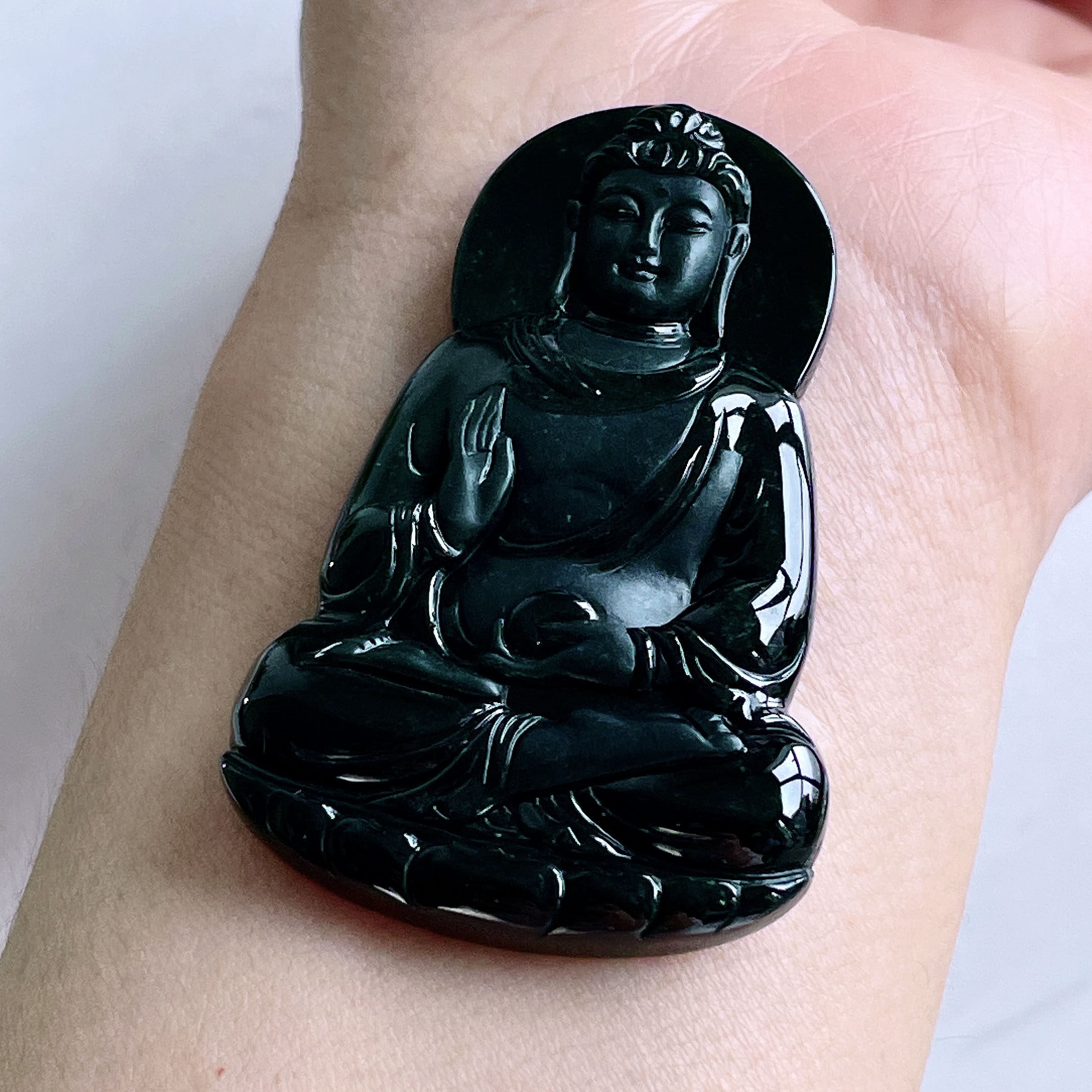 翠秦之皇墨翠大观音吊坠 玉石老坑种天然翡翠A货高档礼物收藏正品