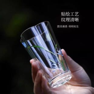 品茗泡茶杯绿茶专用水杯 手工耐高温玻璃杯高档防烫主人杯家用中式