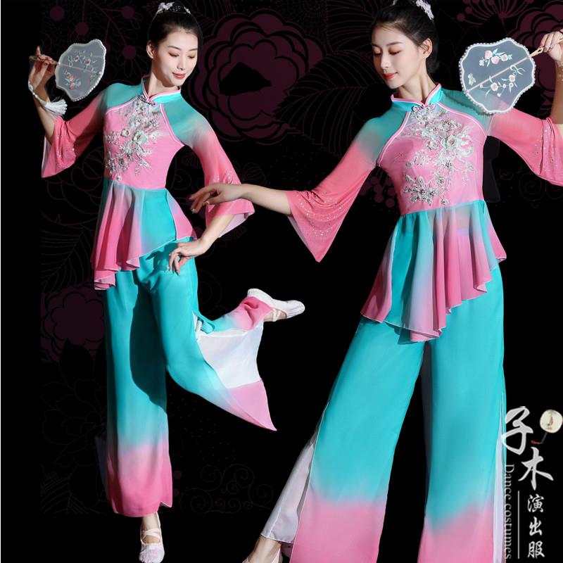 韩式演出服新款古典舞女装 演出服秧歌胶州舞服 粉红色唐装2025