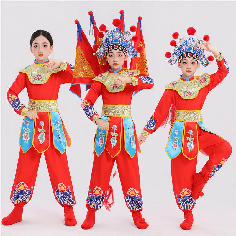 韩式儿童说唱穆桂英脸谱风采刀马旦戏曲幼儿服装穆桂英演出服小荷
