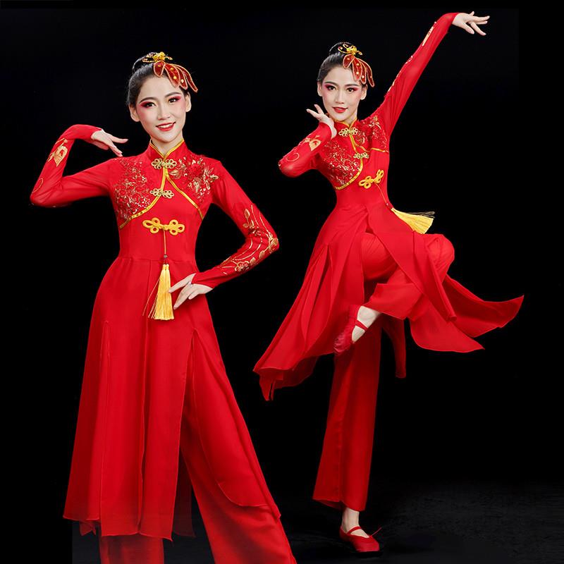 韩式秧歌服演出服服广场套装中老年打鼓风民族女腰鼓队舞蹈服装新