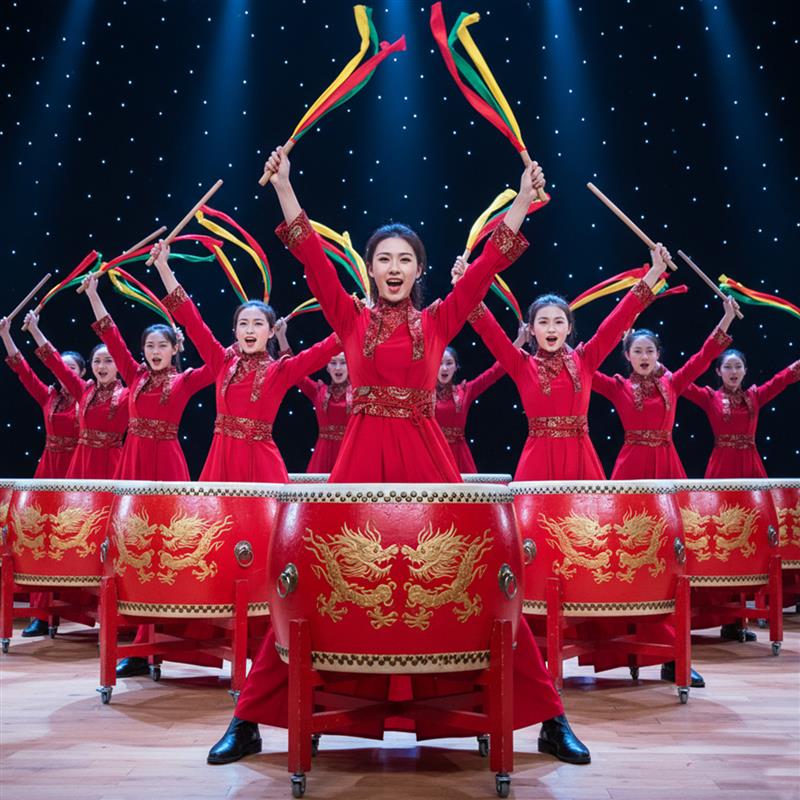 韩式鼓打演出服装国成人2舞26新款中女风开场舞龙鼓0锣鼓腰鼓敲大