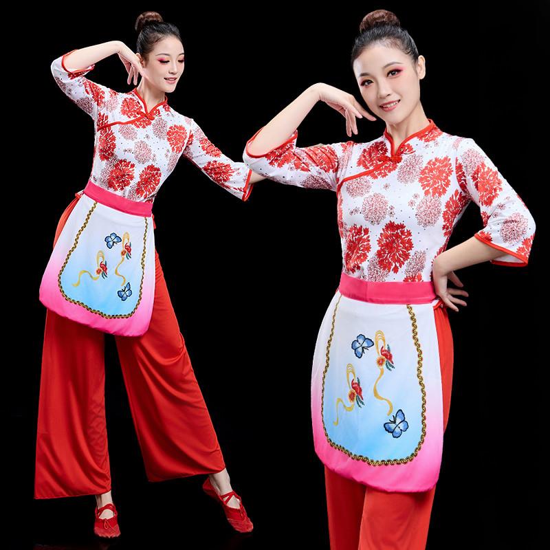 韩式秧歌演出服服舞2025新款斗笠舞女广场中老年套装村姑采茶舞蹈