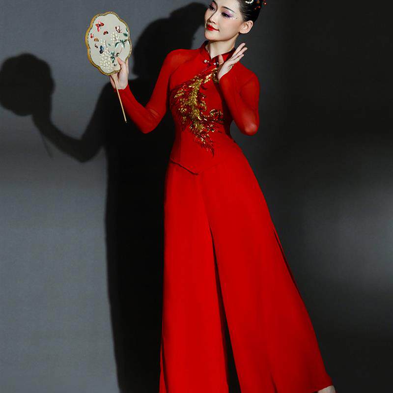 秧歌舞演出服装红色舞蹈服东北时尚跳舞秧歌服女2025新款打鼓服