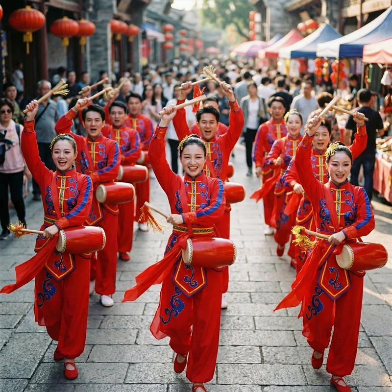 韩式新款2025成人打鼓演出风女男舞龙秧歌舞蹈中国服装腰鼓鼓舞喜