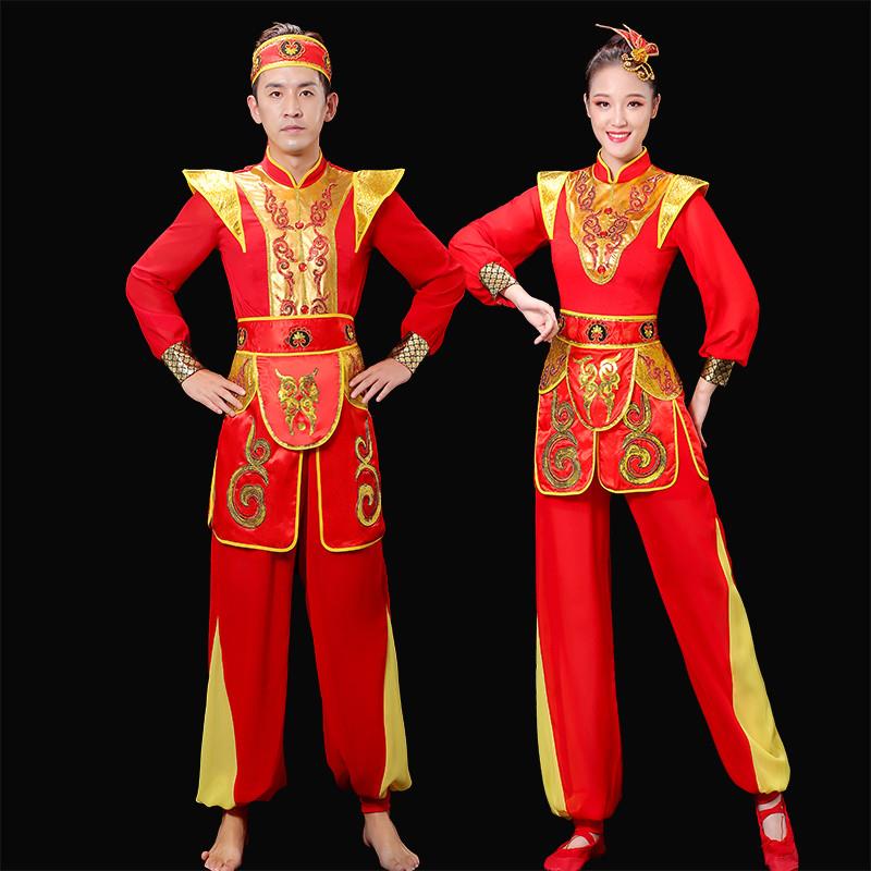 韩式新男打鼓服民族鼓出服女款喜舞腰鼓队服装中国风庆龙服装腰演
