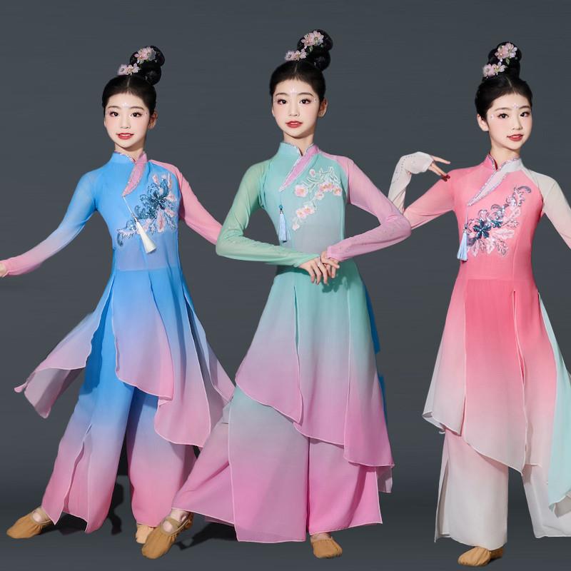 韩式女童服演出服中小学生飘逸秀色儿童表演服小城谣舞蹈古典舞扇