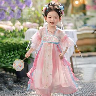 汉服女童2025新款连衣裙夏款儿童高端超仙礼服女孩古风飘逸公主裙