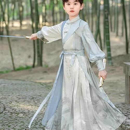 男孩汉代夏季2025新古装表演服装男孩古装帅气武打风格儿童民族风