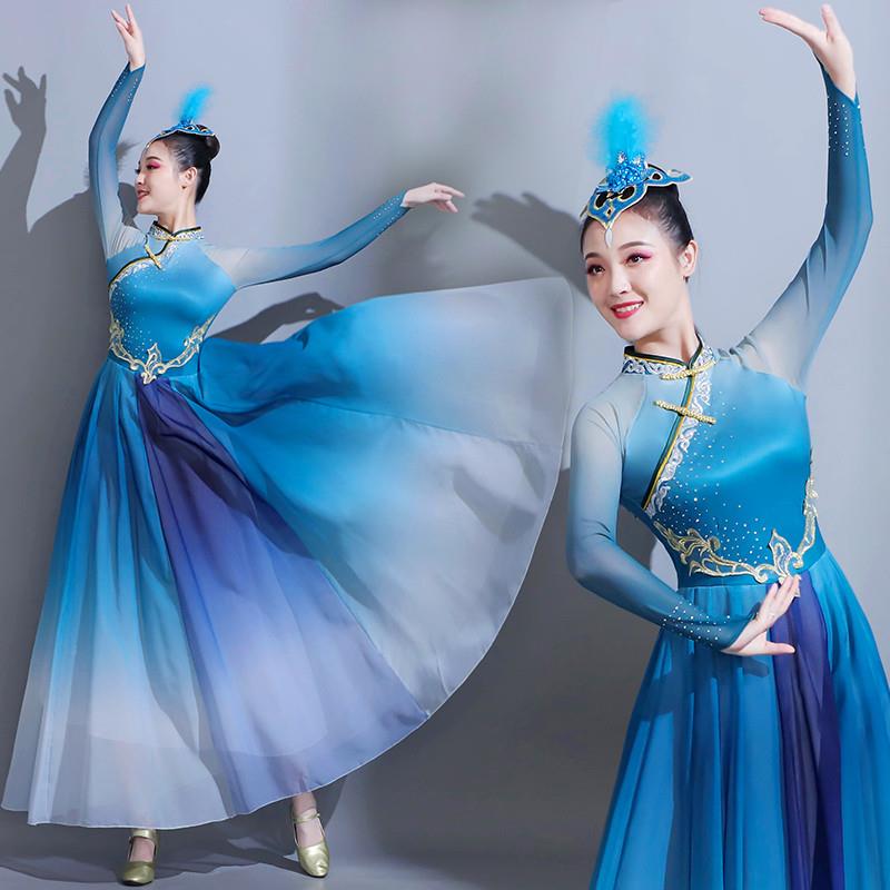 韩式蒙古蒙古演出服练习2025新款蒙古舞舞蹈服装女裙套装舞袍蒙族