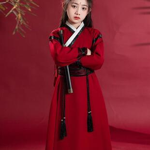 女童古风汉服霸气女侠春秋中国风学生国学服装女孩花木兰演出服装