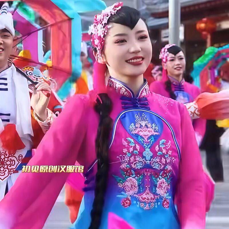 古典舞服装新款陕北秧歌舞蹈服装飘逸扇子S舞表演套装演出服