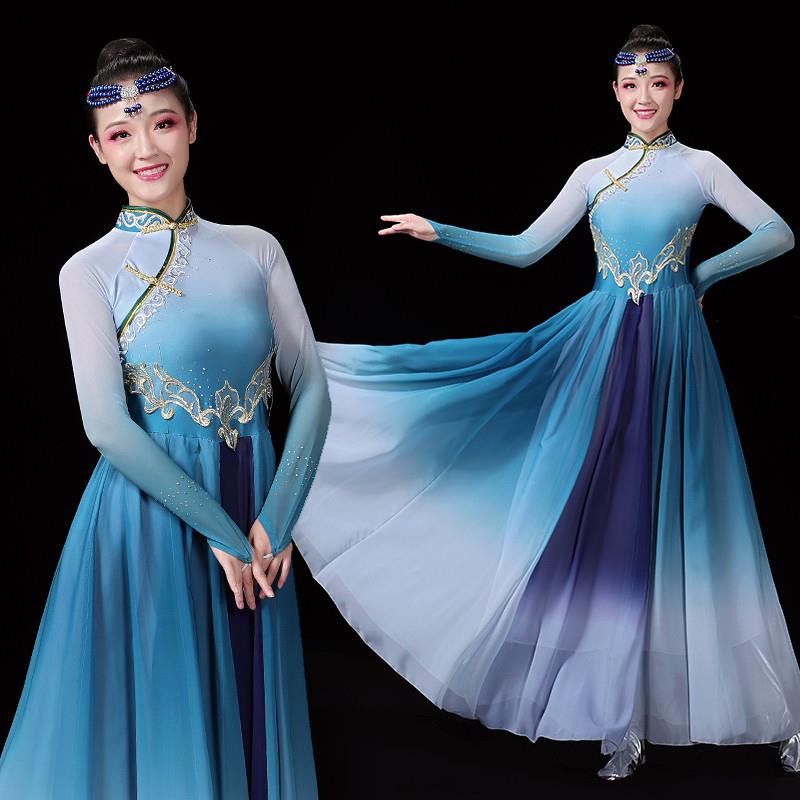 韩式蒙古舞蹈演出服考大裙艺练习舞蒙古摆裙蒙古袍蒙族服装女成人
