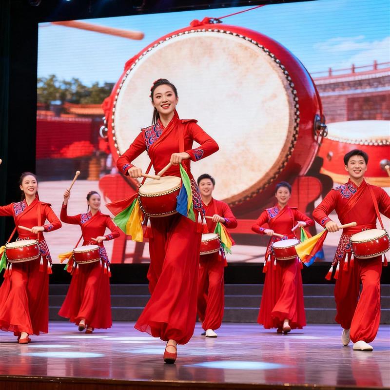 韩式打鼓演出服装喜庆手鼓新款古典舞2025成人腰鼓国潮风舞龙锣鼓