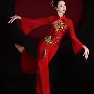 红色胶州秧歌舞蹈演出服装2025新款扇子舞伞舞中老年广场舞套装女